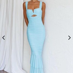 Selfie Leslie Nadia Ruched Fishtail Maxi Dress